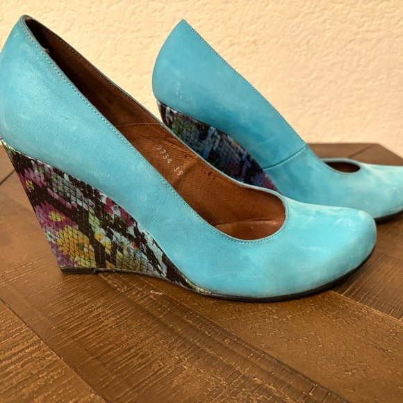 Jeffrey Campbell Turquoise and Multicolor Wedges - Picture 4 of 7